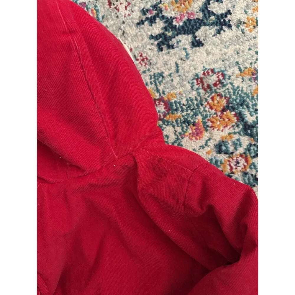 VTG 90s OshKosh BGosh‎ Sherpa Lined Corduroy Jacket Red Hooded Size 2T USA